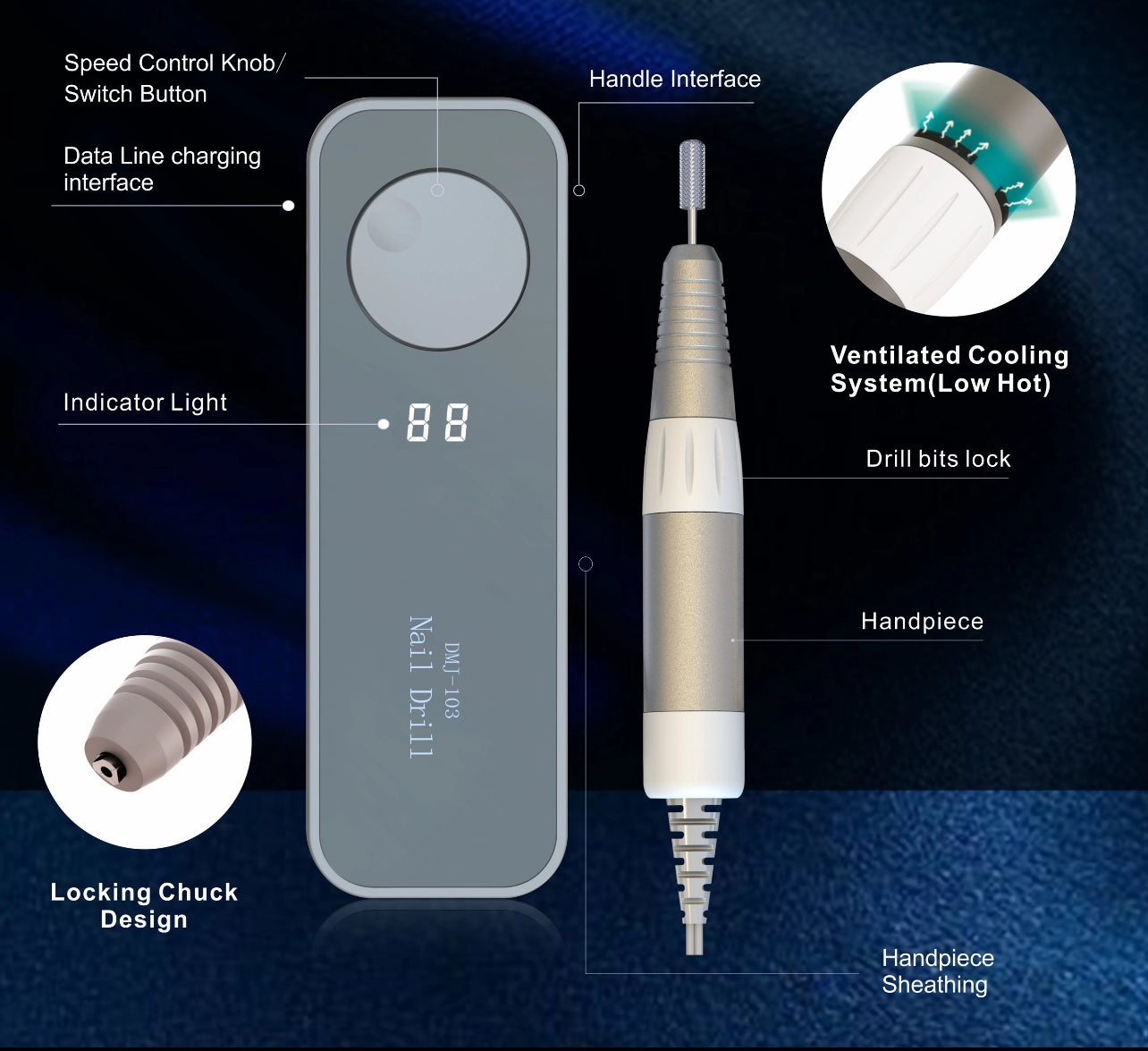 Torno, profesional manicura y pedicura 35.000 RPM￼