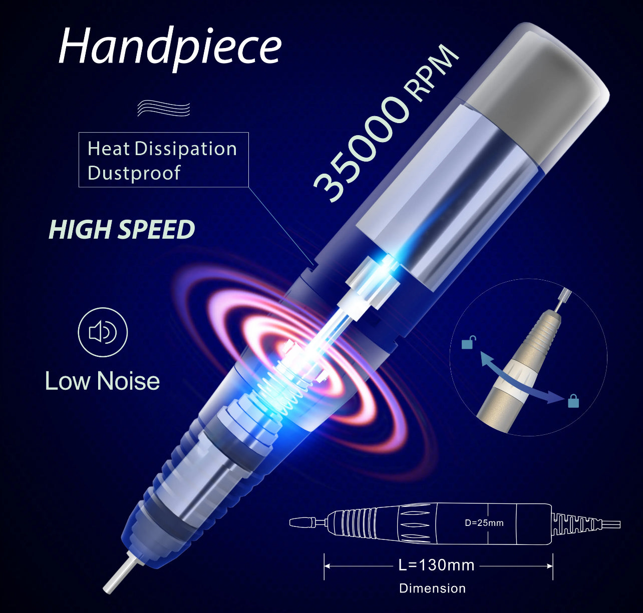 Torno, profesional manicura y pedicura 35.000 RPM￼